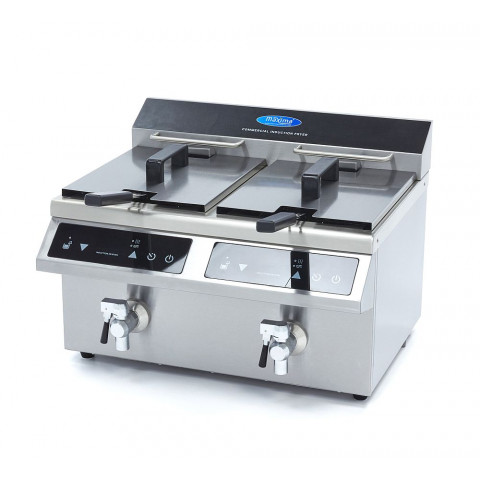 MAXIMA 2x8 liters induction fryer with drain tap