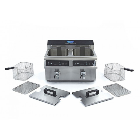 MAXIMA 2x8 liters induction fryer with drain tap