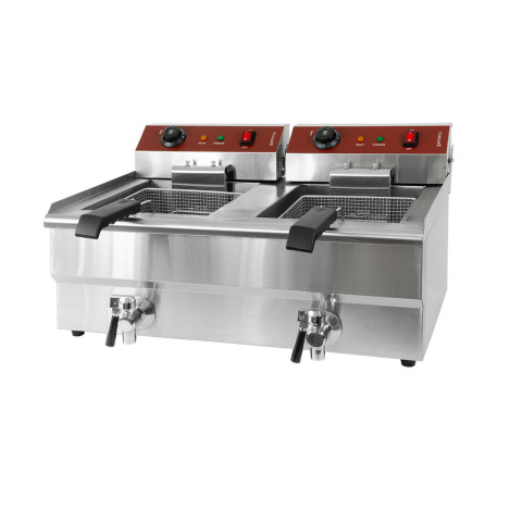 GAMMO double electric fryer with drain tap 16+16 liter 5+5 kW