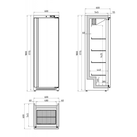 GAMMO 400 Liter refrigerator - with glass door