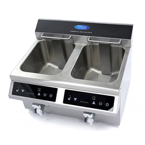 MAXIMA 2x8 liters induction fryer with drain tap DEMO