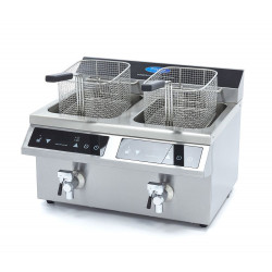 MAXIMA 2x8 liters induction fryer with drain tap