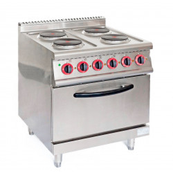 Professional electric cooker with 4 hotplates and static oven
