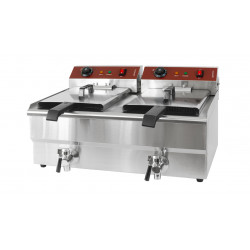 GAMMO double electric fryer with drain tap 10+10 liter