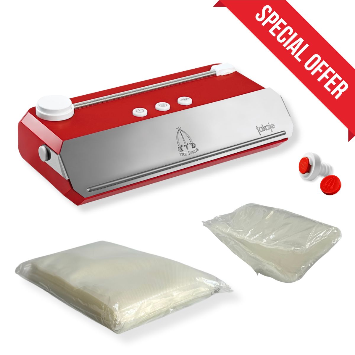 TAKAJE vacuum sealer RED - 33cm - SUMMER PACKAGE